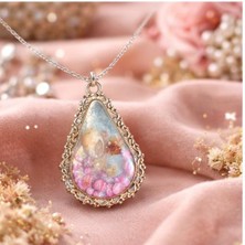 Anka Select Doğal Taş Kolye Alpaka Alman Gümüşü Çerçeveli El Yapımı Damla Model Kadın Kolye Ucu