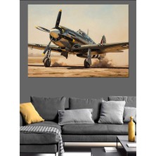 Artmeg Pistten Kalkan Pervaneli Savaş Uçağı Dekoratif Kanvas - Mdf Ahşap Tablo