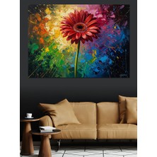 Tablomega Yakın Çekim Canlı Kırmızı Çiçek Dekoratif Kanvas - Mdf Ahşap Tablo