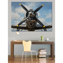 Tablomega Gökyüzünde Antika Uçak Pervane Detayı Dekoratif Kanvas - Mdf Ahşap Tablo