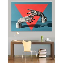 Tablomega Üçgen Içinde Birleşen Sanatsal Eller Dekoratif Kanvas - Mdf Ahşap Tablo