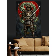 Tablomega Kılıç Tutan Zırhlı Siber Samuray Dekoratif Kanvas - Mdf Ahşap Tablo