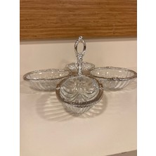 Plus Home Çerezlik Ikramlık 4'lü Döküm Kenar Çerçeveli Gümüş Kesme Cam
