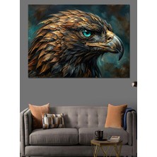 Tablomega Altın Gözlü Karizmatik Kartal Portresi Dekoratif Kanvas - Mdf Ahşap Tablo