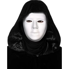 Mey Ithalat® Siyah Kapüşonlu 120 cm Pelerin ve Beyaz Boyanabilir Tam Yüz Maske