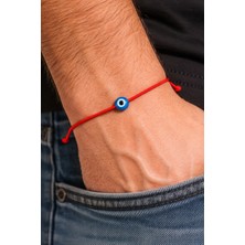 Tutu Tasarım Nazar Boncuklu Kırmızı Ip Bileklik – Ayarlanabilir Şans Bilekliği, Unisex Minimal Nazar Boncuğu Bileklik