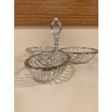 Plus Home Çerezlik Ikramlık 3'lü Gümüş Döküm Kenar Çerçeveli Kesme Cam