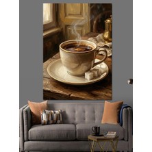 Tablomega Buharı Tüten Kahve Fincanı ve Şeker Dekoratif Kanvas - Mdf Ahşap Tablo