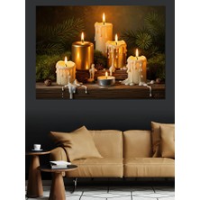 Tablomega Masada Yanan Mumlar ve Şamdanlar Dekoratif Kanvas - Mdf Ahşap Tablo