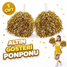 Mey Ithalat® 1 Çift ( 2 Adet ) Altın Renk 23 Nisan 19 Mayıs 29 Ekim Okul Gösteri Ponponları