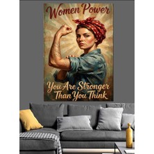 Artmeg Güçlü Kadın Women Power Poster Dekoratif Kanvas - Mdf Ahşap Tablo