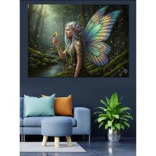Tablomega Kanatlı Orman Perisi Mistik Kadın Dekoratif Kanvas - Mdf Ahşap Tablo