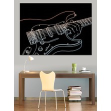 Tablomega Işıklı Çizgilerle Modern Gitar Silüeti Dekoratif Kanvas - Mdf Ahşap Tablo
