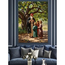 Artmeg Ağaç Altında Masal Anlatan Bilge Dekoratif Kanvas - Mdf Ahşap Tablo