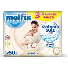 Mey Ithalat® Yenidoğan Izotonik Sulu Doğal Pamuk Islak Havlu Mendil 3'lü 150 Yaprak