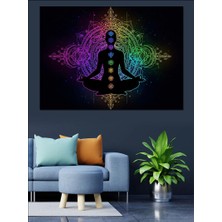 Tablomega Renkli Çakralar ve Meditasyon Dekoratif Kanvas - Mdf Ahşap Tablo