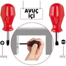 ZHL Tools 2'litopaç Tornavida Seti: Avuçiçi Mini Yıldız ve Düz Uçlu  Kısa Şaft Ufak Vidalama Anahtarı