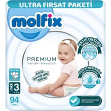 Mey Ithalat®   Premium Bebek Bezi Ultra Fırsat Paketi 3 Beden 4-9 kg 94 Adet