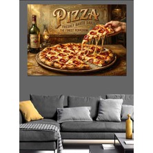 Artmeg Iştah Açıcı Pizza ve Dilim Dekoratif Kanvas - Mdf Ahşap Tablo