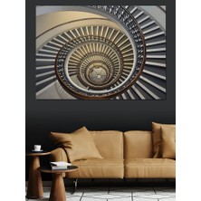 Tablomega Sonsuz Döngülü Ahşap Merdiven Mimarisi Dekoratif Kanvas - Mdf Ahşap Tablo