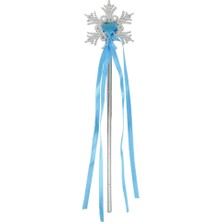 Mey Ithalat® Kar Taneli Mavi Kalp Taşlı Saten Kurdeleli Karlar Ülkesi Elsa Asası Sopası 34CM