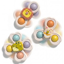 Bbsky 3'lü Hayvan Figürlü Vantuzlu Dönen Oyuncak - Eğitici Sök-Tak Oyuncak Seti, Dıy Modüler Tasarım ve Duyusal Gelişim Oyuncağı, Abs Güvenli Malzeme, Bpa Yok, Banyo, Mama Sandalyesi ve Yolculuk Arkadaşı