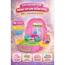 Denapcal Bebek Evcilik Oyun Seti Oturma Odası Sırt Çantası Taşınabilir Oyuncak Ev Seti