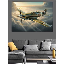 Artmeg Gökyüzünde Süzülen Savaş Uçağı Görseli Dekoratif Kanvas - Mdf Ahşap Tablo