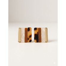 Marem Kare Detaylı Marka Çelik Küpe