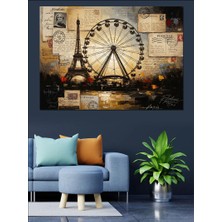 Artmeg Eyfel Kulesi ve Dönme Dolap Kolajı Dekoratif Kanvas - Mdf Ahşap Tablo