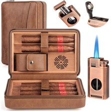 Seyahat Humidoru Deri Ceviz Rengi