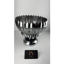 Palpe 23CM Gümüş Kristal Meyvelik Şekerlik Sunumluk Söz Nişan Kız Isteme Çikolatalık Şık Kase Ikramlık