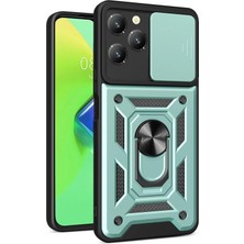 Mey Ithalat®  Infinix Hot 40 Pro Kılıf Pars Lens Yüzüklü Silikon - Yeşil