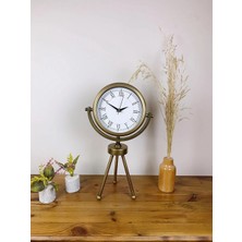 Mey Ithalat® Eskitme Metal Mini Tripod Retro Masa Saati 45×26 cm