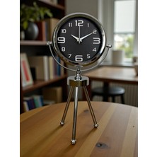Mey Ithalat® Krom Asil Üç Ayaklı Metal Masa Saati