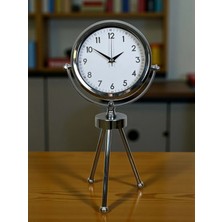 Mey Ithalat® Krom Modern Classic Üç Ayaklı Metal Masa Saati