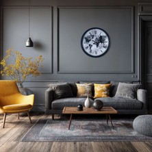 Mey Ithalat® Siyah 36 cm Desenli Dekoratif Duvar Saati