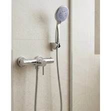 Mey Ithalat® Mavi 4 Fonksiyonlu El Duşu Başlığı Seti Spiral Hortum ve Duş Askısı