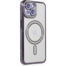 Mey Ithalat®  iPhone 13 Kılıf Joke Simli Magneticsafe Kılıf - Derin Mor