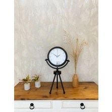 Mey Ithalat® Siyah Metal Mini Tripod Zarif Masa Saati 45×26 cm