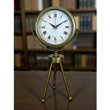 Mey Ithalat® Eskitme Roma Rakamlı Tripod Üç Ayaklı Metal Masa Saati