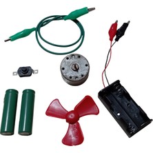 Devre Dünyası Kutulu Dc 6V Pil Timsah Ağız Krokodilli Pervane Öğrenci Elektrik ve Motor Devresi Hobi Deney Seti