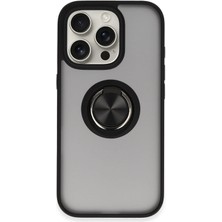 Mey Ithalat®  iPhone 16 Pro Kılıf Montreal Yüzüklü Silikon Kapak - Siyah