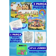 Yupulu Puzzle, Tuval Boyama ve Jumbo Keçeli Kalem Eğitici ve Öğretici Set