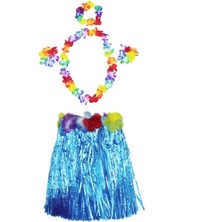 Mey Ithalat® Luau Aloha Hawaii Partisi  Etek Taç ve Bileklik Seti Mavi