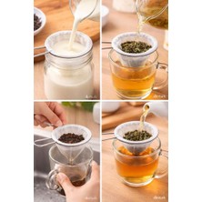 Abnturk Çok Amaçlı Çay ve Süt Filtresi Metal Tutma Saplı 8 cm Tül Süzgeç