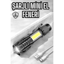 Mey Ithalat® El Feneri LED USB Şarjlı Zoom Mini LED Işık Acil Durum Feneri