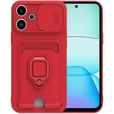 Mey Ithalat®  Xiaomi Redmi 13 4g Kılıf Zuma Kartvizitli Yüzüklü Silikon - Kırmızı