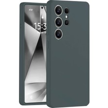 Mey Ithalat®  Samsung Galaxy S25 Ultra Kılıf Nano Içi Kadife Silikon - Koyu Yeşil