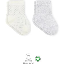 Mey Ithalat®   Puan Derby Penye Soket Çorap 2'li BS10103 Gri Ekru